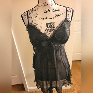 Fantasies ~ Black Sequin Babydoll Set